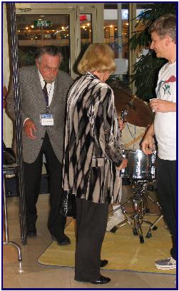 Lotte Hass, Hans Hass and  Pascal Lecocq at Pascal's opening in Antibes 2005, pic by J.Protta