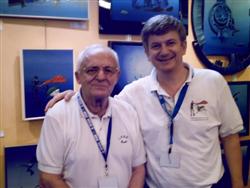  Pascal Lecocq with Calypso crew member Claude Wessly at the Paris Dive show 2007