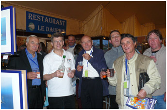 Filmaker Christian Petron, Painter Andre Laban, former director of the show Pierre Coton with Pascal Lecocq, pic by G.lecocq, Antibes 2007