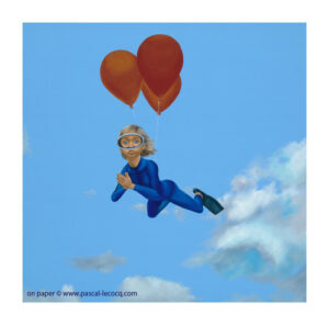 CALLIGRAMME DE GRENOUILLE 32: 3 balloons
